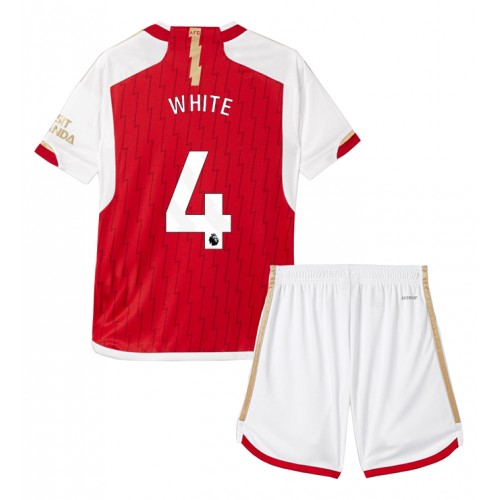 Fotbalové Dres Arsenal Ben White #4 Dětské Domácí 2023-24 Krátký Rukáv (+ trenýrky)